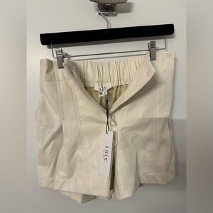 $70! LBLC The Label Tanya Vegan Leather Shorts Ivory size M. FREE SHIPPING!